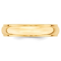 14K Yellow Gold 5mm Half Round Band with Edge Wedding view 3