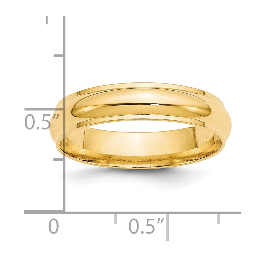 14k Yellow Gold 5mm Half Round with Edge Wedding Band Size 9.5 (HRE050-9.5)