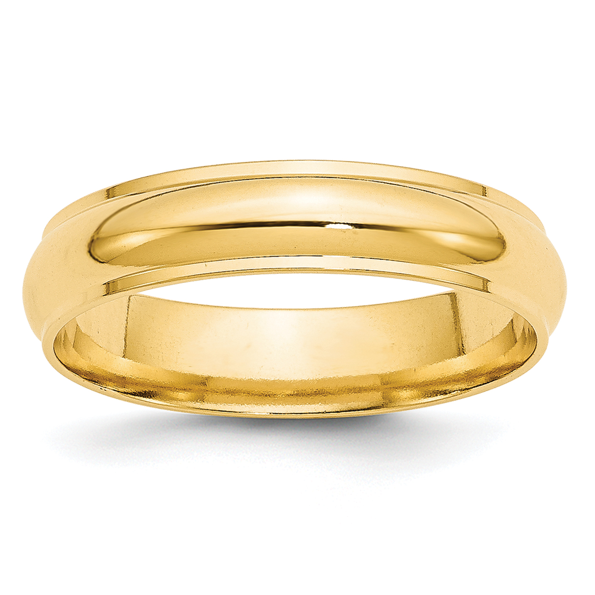 14k Yellow Gold 5mm Half Round with Edge Wedding Band Size 10 (HRE050-10)