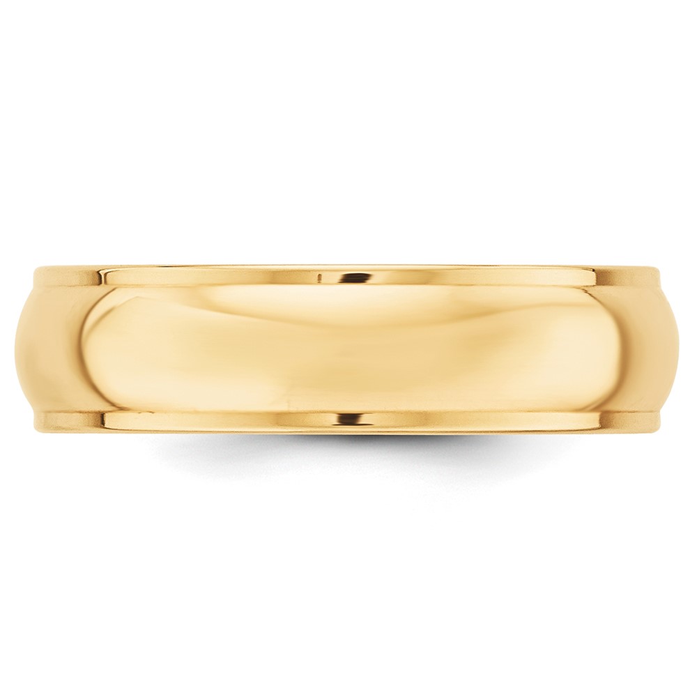 14k Yellow Gold 6mm Half Round with Edge Wedding Band Size 14 (HRE060-14)