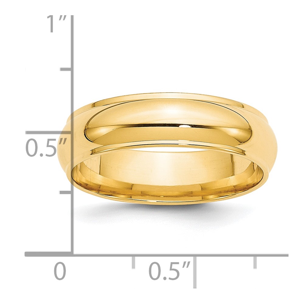 14k Yellow Gold 6mm Half Round with Edge Wedding Band Size 14 (HRE060-14)