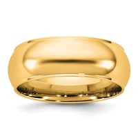 14K 7mm Yellow Gold Half Round Band with Edge view 1