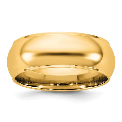 14K 7mm Yellow Gold Half Round Band with Edge, Size 5