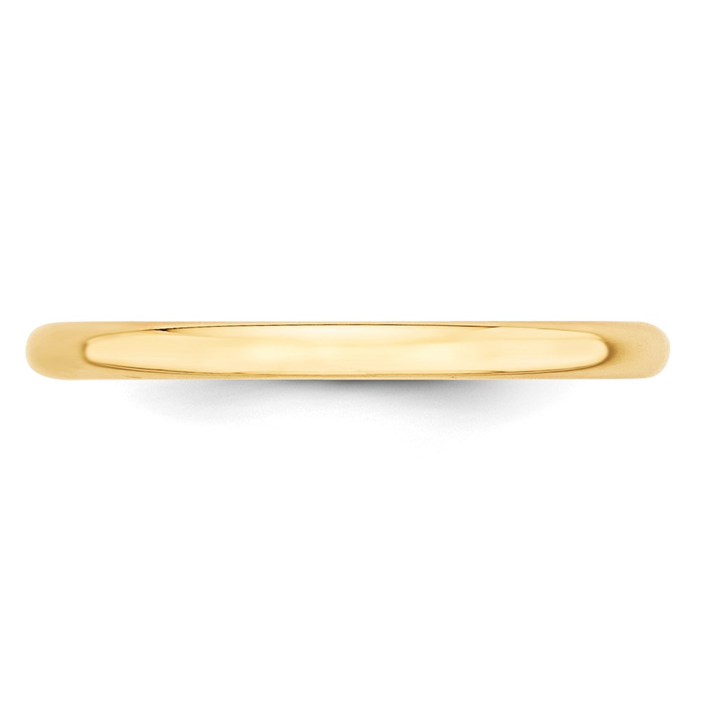 14k Yellow Gold 2mm Lightweight Half Round Wedding Band Size 7 (HRL020-7)