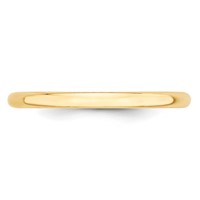 14K Yellow Gold 2mm Lightweight Half Round Wedding Band view 3