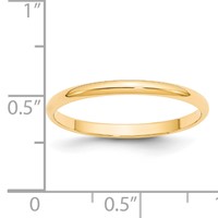 14K Yellow Gold 2mm Lightweight Half Round Wedding Band view 4