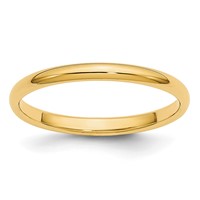 14K Yellow Gold 2mm Lightweight Half Round Wedding Band view 1