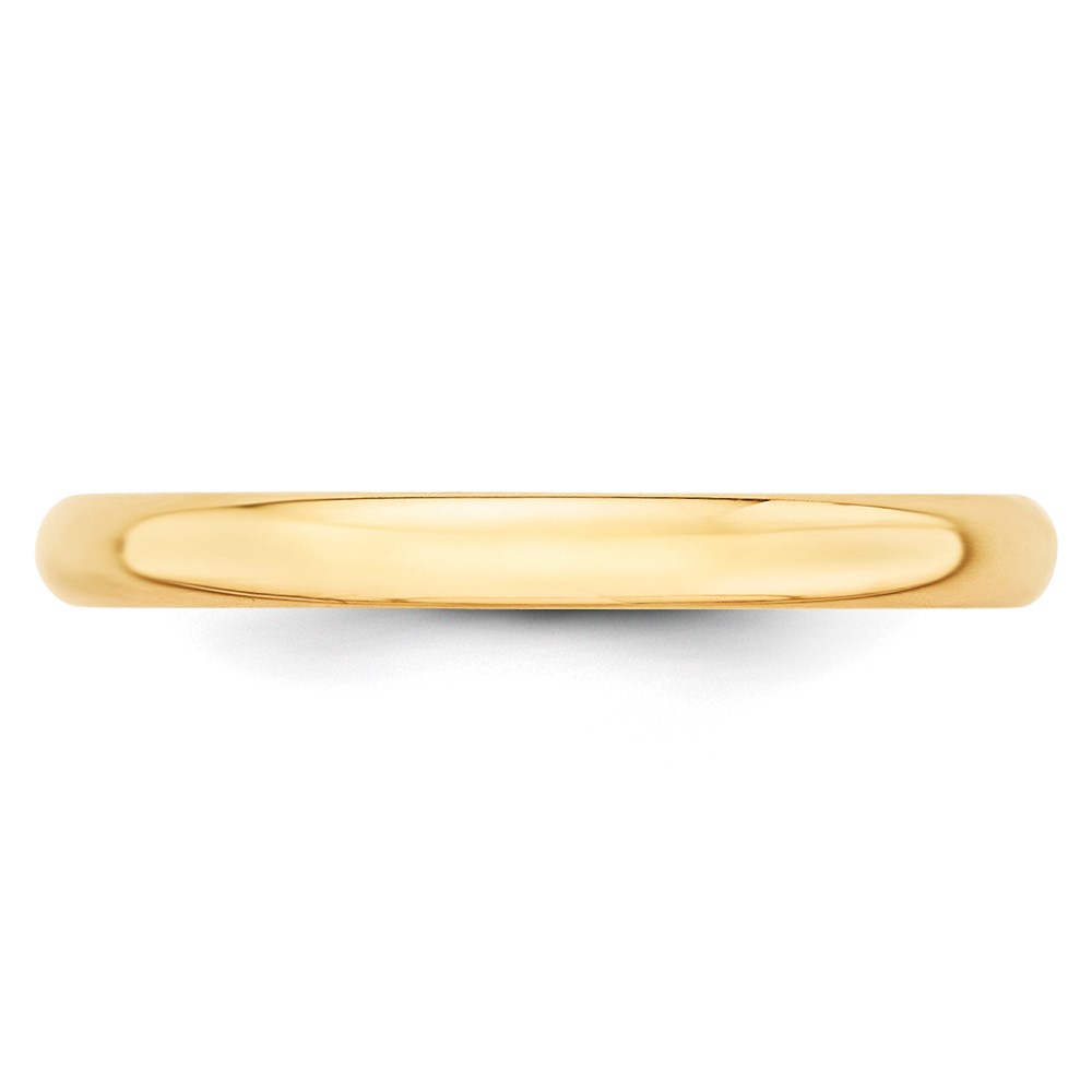 14k Yellow Gold 2.5mm Lightweight Half Round Wedding Band Size 4 (HRL025-4)