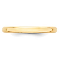14K Yellow Gold 2.5mm Lightweight Half Round Wedding Band view 2