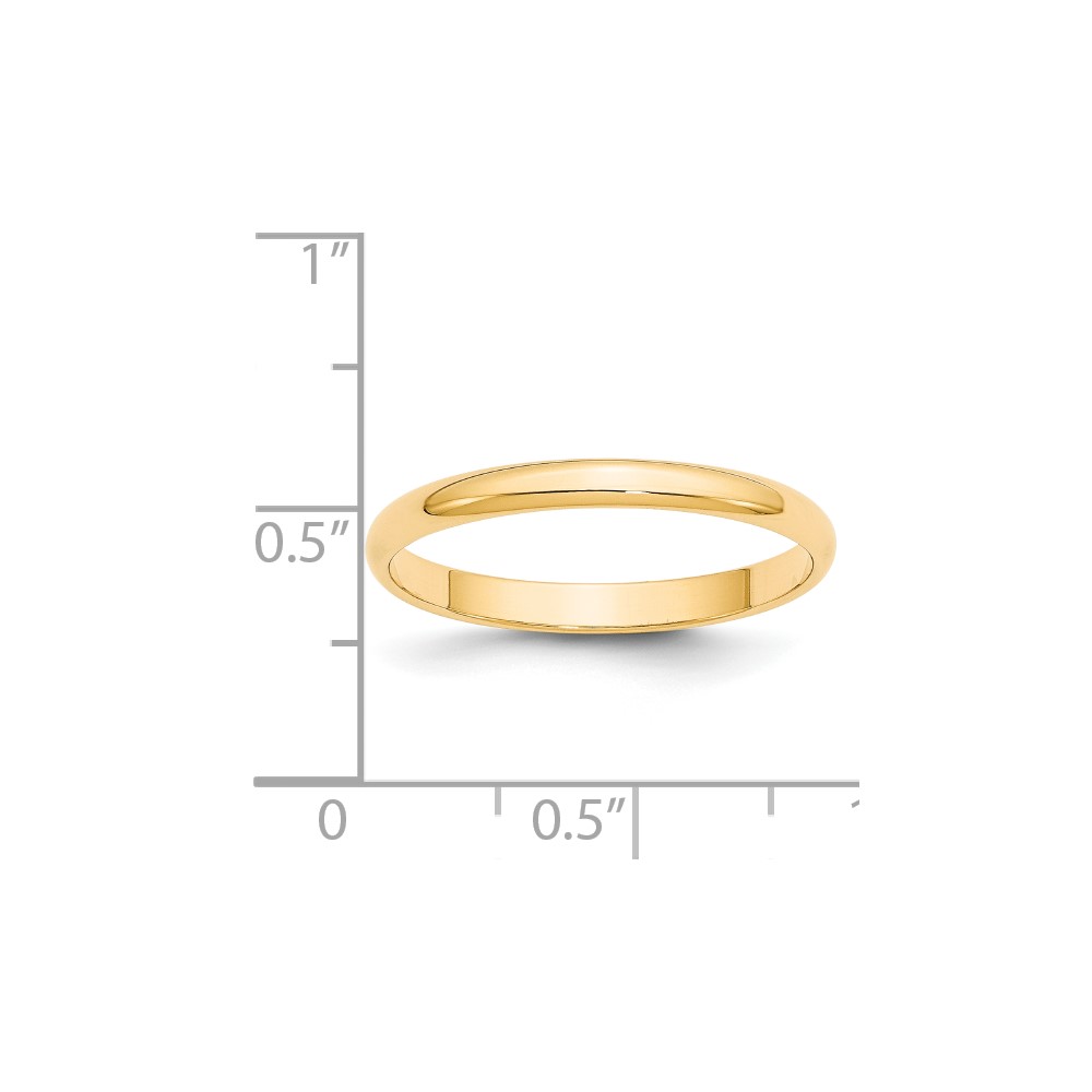 14k Yellow Gold 2.5mm Lightweight Half Round Wedding Band Size 4 (HRL025-4)