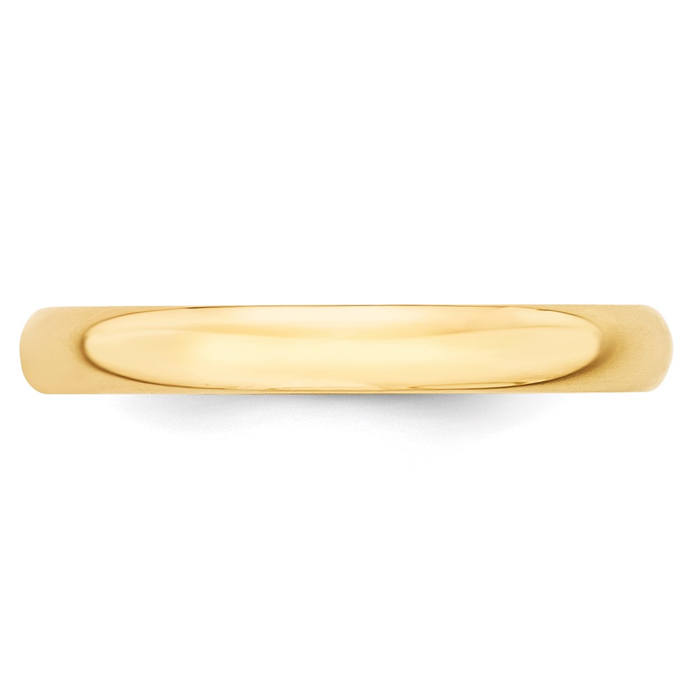 14k Yellow Gold 3mm Lightweight Half Round Wedding Band Size 4 (HRL030-4)