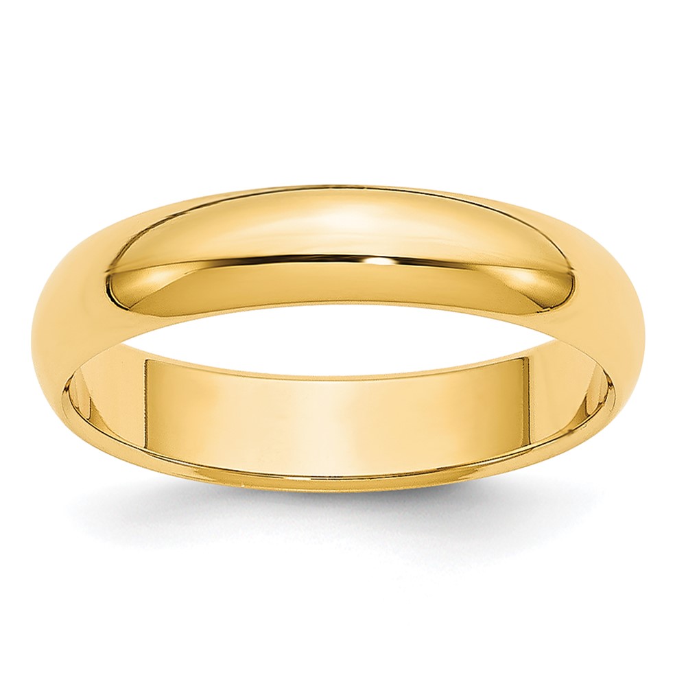14k Yellow Gold 4mm Lightweight Half Round Wedding Band Size 13 (HRL040-13)