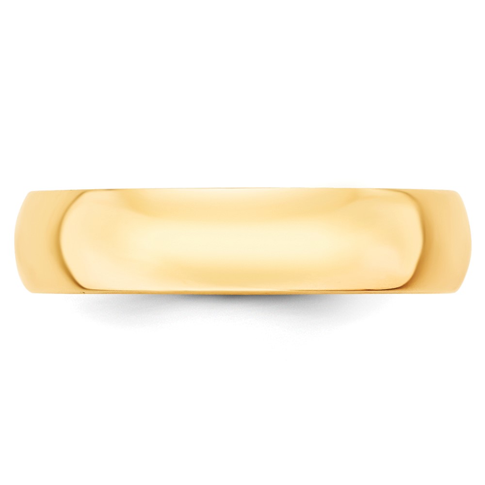 14k Yellow Gold 5mm Lightweight Half Round Wedding Band Size 4 (HRL050-4)