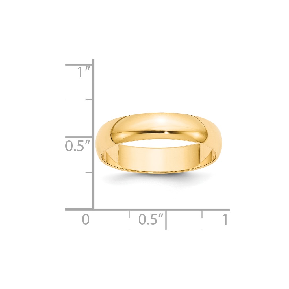 14k Yellow Gold 5mm Lightweight Half Round Wedding Band Size 4 (HRL050-4)