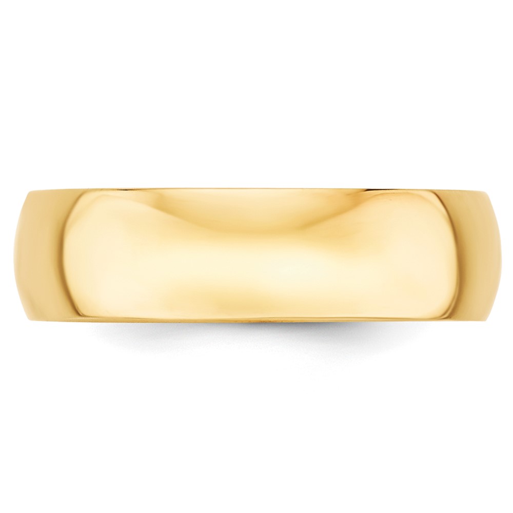 14k Yellow Gold 6mm Lightweight Half Round Wedding Band Size 9.5 (HRL060-9.5)