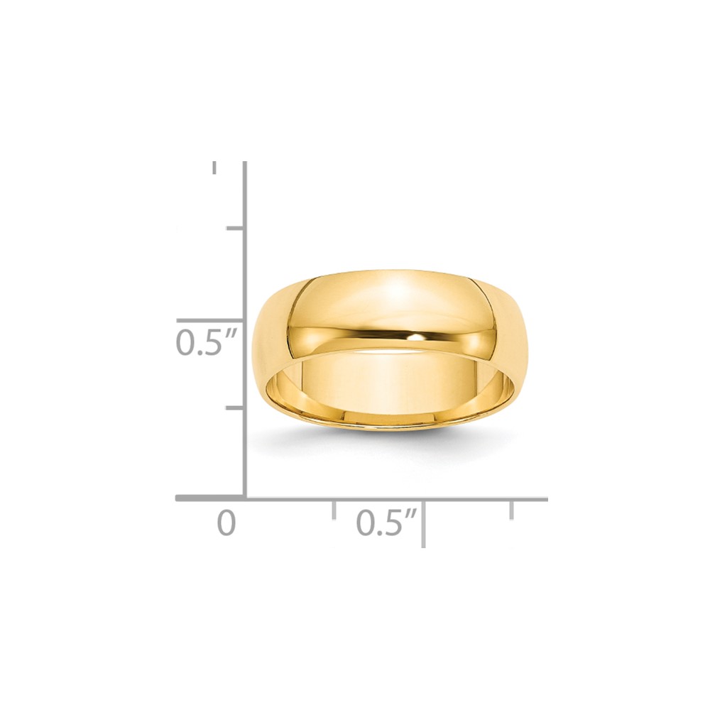 14k Yellow Gold 6mm Lightweight Half Round Wedding Band Size 9.5 (HRL060-9.5)