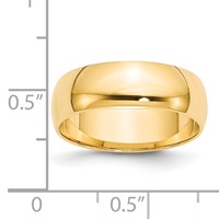 14K Yellow Gold 6mm Lightweight Half Round Wedding Band view 3