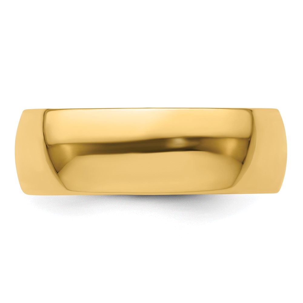 14k Yellow Gold 7mm Lightweight Half Round Wedding Band Size 9 (HRL070-9)