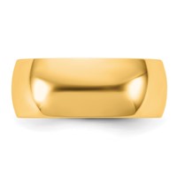 14K 7.5mm Yellow Gold Ltw Half Round Band view 3