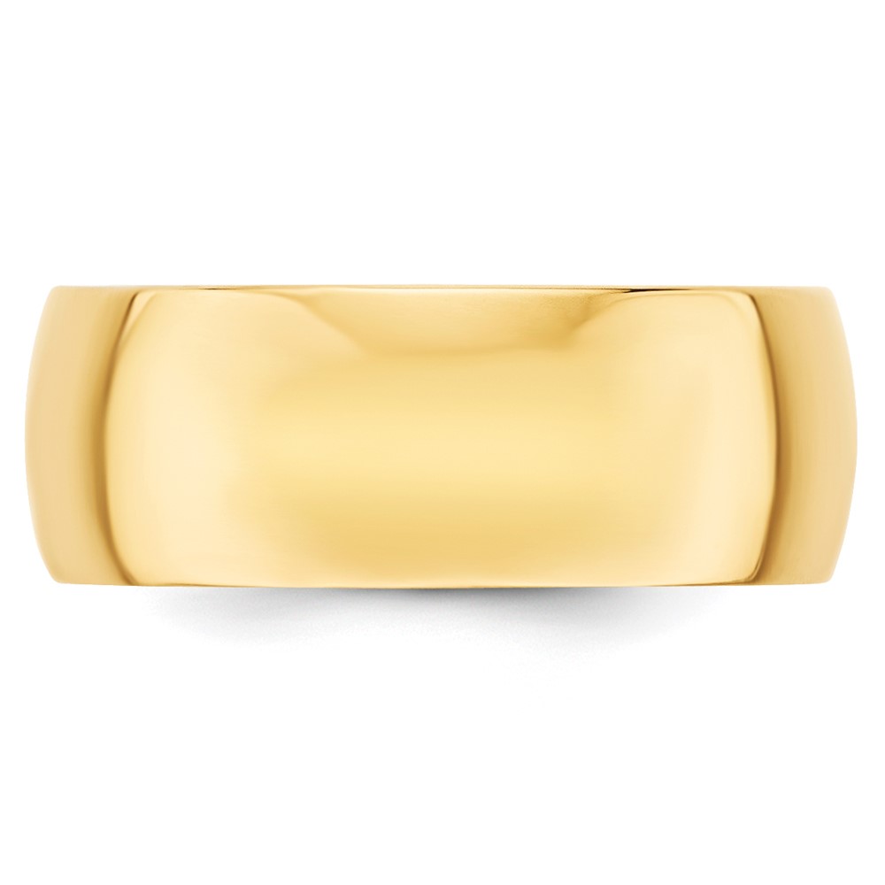 14k Yellow Gold 8mm Lightweight Half Round Wedding Band Size 9 (HRL080-9)