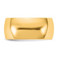 14K 8.5mm Yellow Gold Ltw Half Round Band view 3