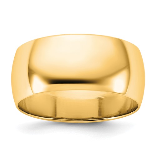 14K 8.5mm Yellow Gold Ltw Half Round Band, Size 5