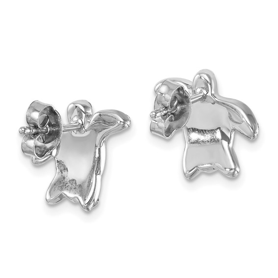 Sterling Silver Rhodium-plated Polished Blue and White Crystal Turtle Post Earrings