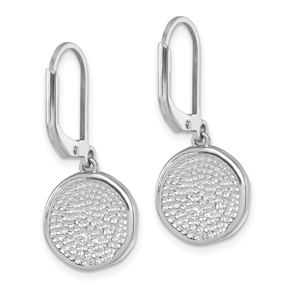 Sterling Silver Rhodium-Plated Polished White Crystal Sand Dollar Dangle Earrings