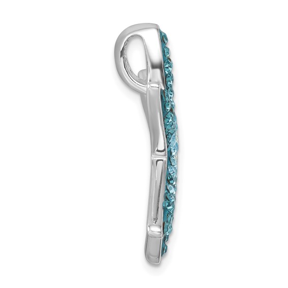 Sterling Silver Rhodium-plated Polished Blue Crystal Star Fish Chain Slide