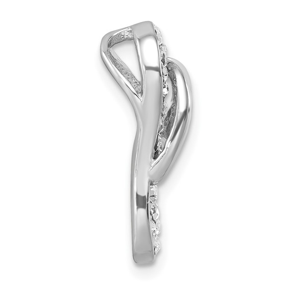 Sterling Silver Rhodium-plated Polished White Crystal Flip Flop Chain Slide