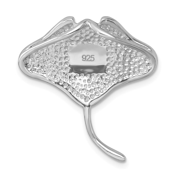 Sterling Silver Rhodium-plated Polished Blue Crystal Ray Pendant