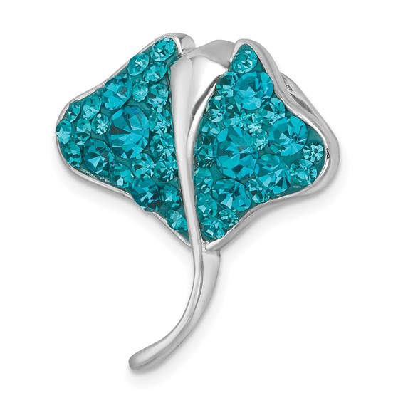Sterling Silver Rhodium-plated Polished Blue Crystal Ray Pendant