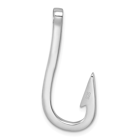 Sterling Silver Rhodium-Plated Polished Crystal Hook Pendant