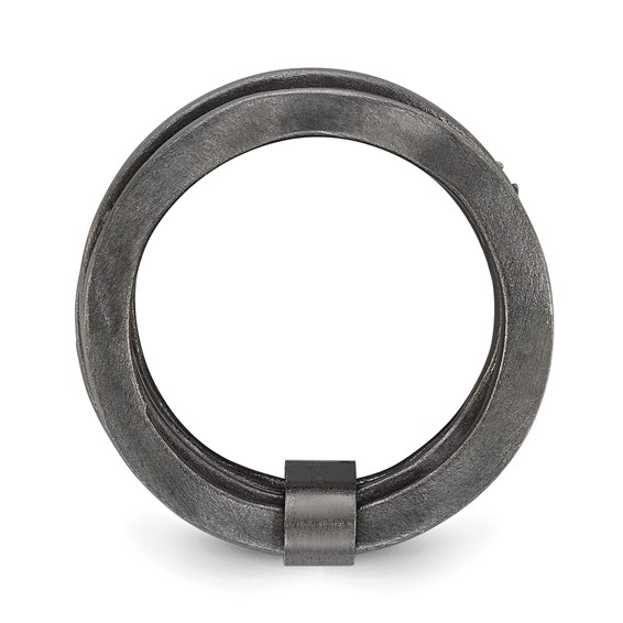 Sterling Silver Black-plated Satin Multi-row CZ Ring