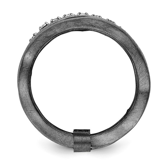 Sterling Silver Satin finish multirow CZ ring-Black