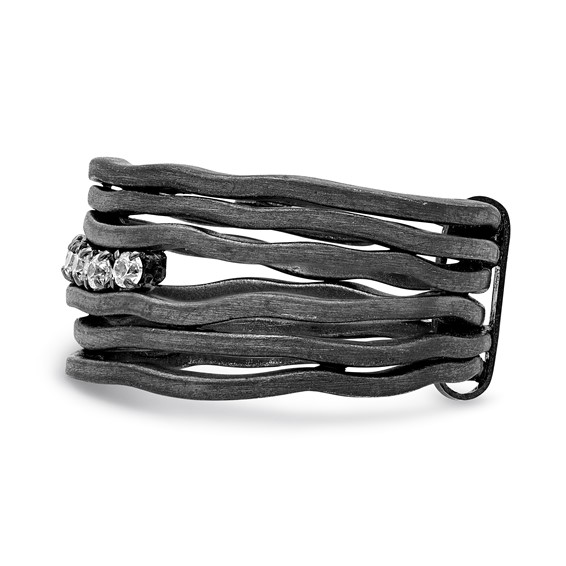 Sterling Silver Satin finish multirow CZ ring-Black