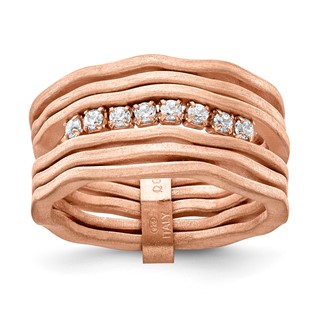 Sterling Silver Satin finish multirow CZ ring-Rose