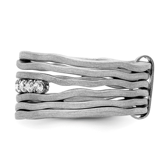 Sterling Silver Satin finish multirow CZ ring-Rhodium