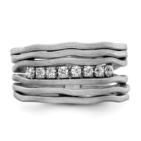 Sterling Silver Satin finish multirow CZ ring-Rhodium