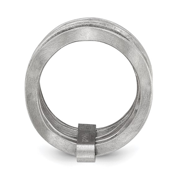 Sterling Silver Rhodium Plated Satin Finish Multi-row CZ Ring