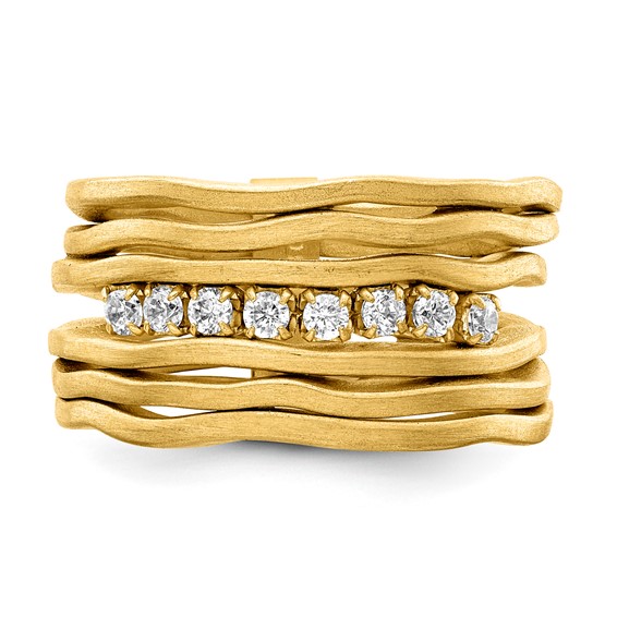 Sterling Silver Satin finish multirow CZ ring-Yellow