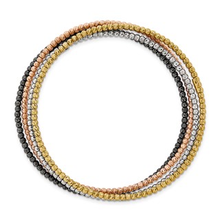 Sterling Silver D/C 4 piece & Color (RH, Y, P, BL) Bangle Set