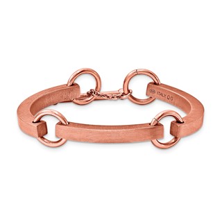 Sterling Silver pink Plate large Vicenza Staus Link Bracelet