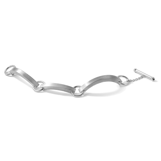 Sterling Silver Rhodium Plate Avg Vicenza Staus Link Bracelet