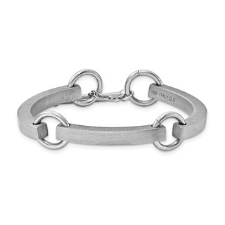 Sterling Silver Rhodium Plate large Vicenza Staus Link Bracelet