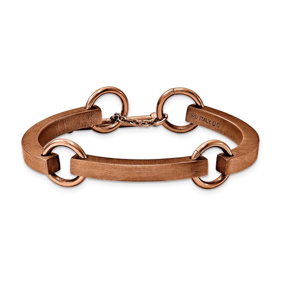 Sterling Silver Chocolate Plate large Vicenza Staus Link Bracelet