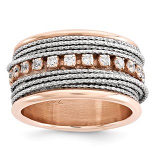 Sterling Silver CZ Wire Wrap Band RH & RG Plate Ring Size 5