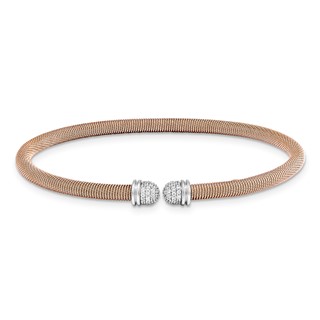 Sterling Silver RG 6.75 plated Cuff Bypass CZ Bangle