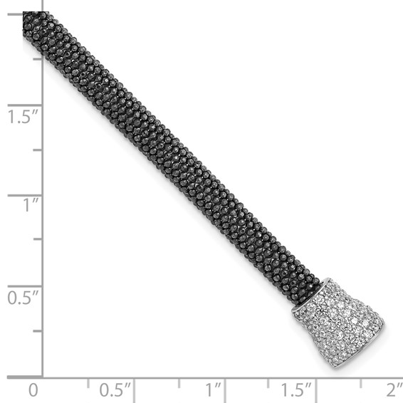 Sterling Silver & Black Rhodium CZ Mesh Bracelet