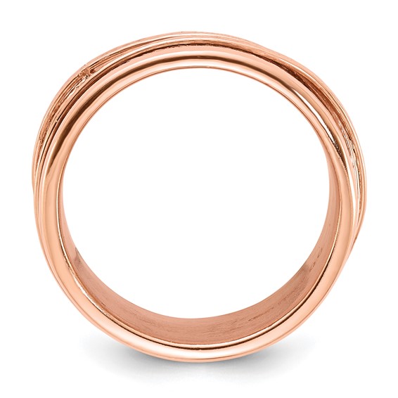 Sterling Silver Rose Gold-Plated Wrapped Textured Size 9 Ring